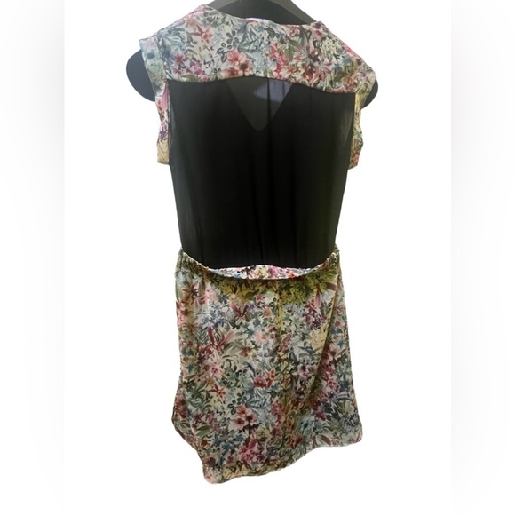 Zara Basic floral Sheer Gathered Front Elastic Waist lined Mini Dress - Picture 2 of 4